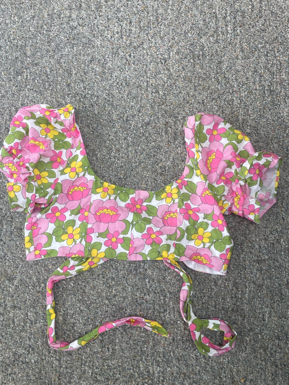 Show Me Your MuMu Pink Yellow Green Floral crop top